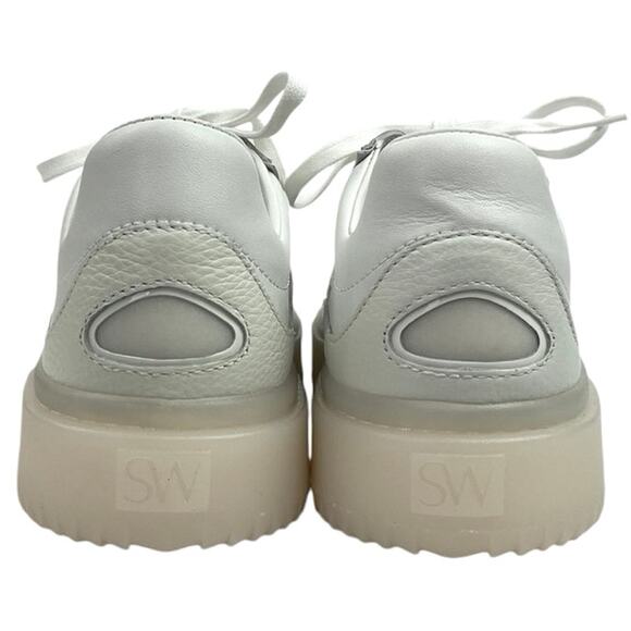 Stuart Weitzman Ryan NEW White PVC-Paneled Leather Lace-Up Sneakers Shoes 6.5B - Picture 3 of 6